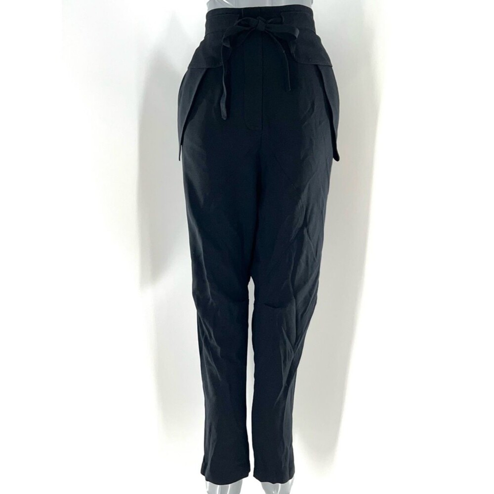 Chloe Avant Garde Black High-Waist Tapered Trousers w/Waist Tie-Size 38